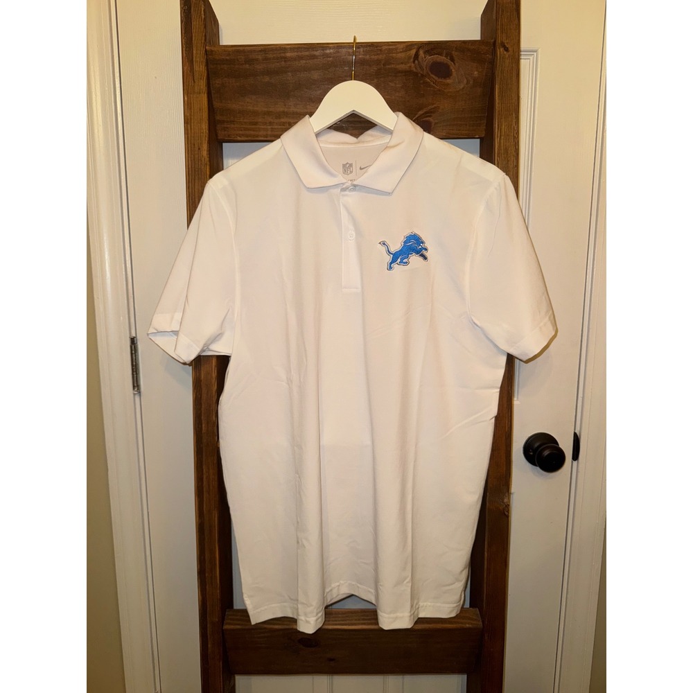 Nike Detroit Lions NFL Dri-FIT Polo Shirt White Men's Size Medium